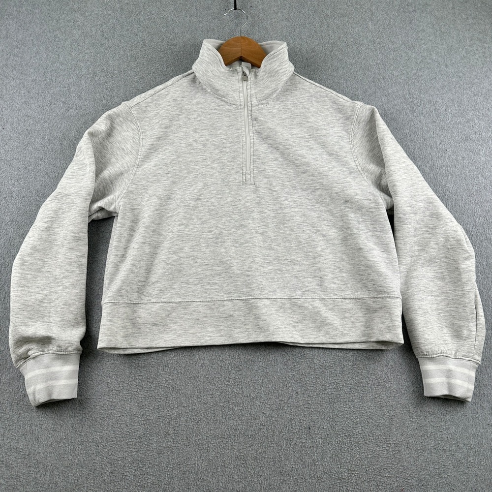 Yogalicious Pullover Womens M Scuba Georgetown Half Zip Gray Cropped Attribute